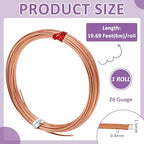 BENECREAT 19.7FT 26 Gauge Flat Copper Wire, 1.5mm Wide Flat Craft Wire Tarnish Resistant Jewelry Wire for DIY Jewelry Craft Making - size: 1.5mm