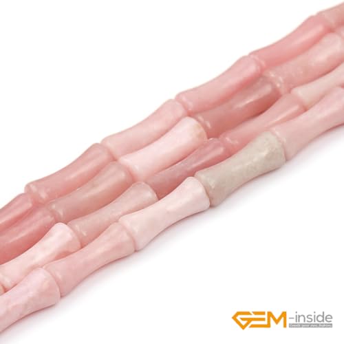 GEM-Inside 30Pcs 5x12mm Natural Pink Australia Opal Gemstone Stone Plant Bamboo Knot Bone Beads for Jewelry Making Power Energy Chakra Stone Beads - color: Pink Australia Opal