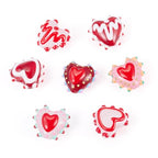 Beadthoven 7Pcs Bumpy Heart Lampwork Glass Beads Red Heart Shaped Glass Crystal Bead Charm Handmade Valentines Love Crystal Bead for Jewelry Making Bracelet Earrings Ornaments DIY Supplies - color: Heart Red
