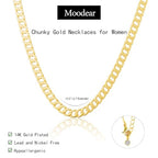 Moodear Gold Necklace for Women Dainty Chunky 14K Gold Plated/Sliver Plated Chain Necklace Cuban Link Paperclip Chain Choker Toggle Clasp Layered Necklace for Women Trendy Fashion Gift - style: Cuban Link Chain