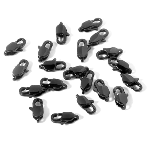 15PCS 18MM Black Lobster Clasps, 316 Stainless Steel Lobster Claw Clasps Bulk for Necklace Bracelet Jewelry Making DIY Craft - color: Black, size: 18MM