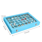 Siveit Jewelry Tray Organizer Box 48 Grid Jewelry Display Organizer Box with Transparent Lid Rings Earrings Necklaces Pendants Display Box Suitable for Women and Girls (48 Grid, Sky Blue) - color: Sky Blue