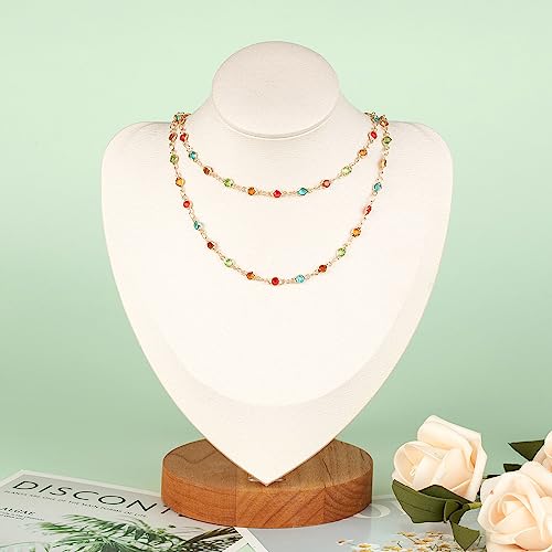 KYUNHOO 5M Colorful Crystal Rhinestones Jewelry Chain Link Gold Plated Brass Chain Bulk for Women Necklace Making Jewelry Supplies DIY Handcrafts with Lobster Clasps and Jump Rings - color: Colorful Bead-Gold