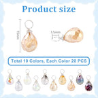 PH PandaHall 200pcs Faceted Teardrop Charms, 10 Colors Crystal Charms Transparent Glass Crystal Pendants Wire Wrapped Glass Charms Drop Dangle Charms for Necklace Clip on Earings Bracelet Craft Making