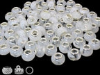 White European Craft Beads for Jewelry Making - Large Hole Resin Beads for DIY Charm Bracelets, 140pcs 14mm Rondelle Slide Charms (PT412) - color: PT412 White Mica-shaped bead
