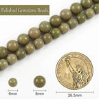 Stone Beads, 60pcs Olive Green Jades, 6mm Round Loose Beads for Jewelry Making, Bracelets, with Bag, String & Card - color: Olive Green Jades, size: 6mm