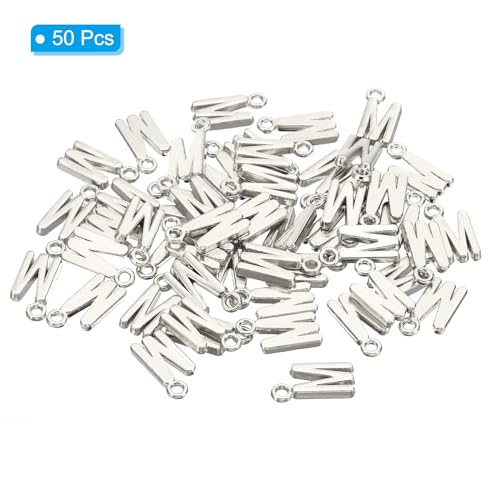 PATIKIL Letter Charm, 50pcs Alphabet Initial Pendant Charm Bulk DIY for Jewelry Making Bracelets Earrings Necklace - style: M