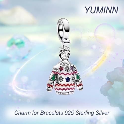 925 Sterling Silver Charms for Bracelets Gold Love and Heart Charms Cherry Blossom Dangle Beads Jewelry for Women - color: Christmas Sweater