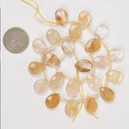 Natural Yellow Phantom Quartz Faceted Teardrop Healing Gemstone Loose Beads for Jewelry Making Strand 15 Inch - color: Yellow Phantom Quartz