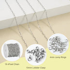 SMYHTGLIF 5 Meters Silver Soldered Peanut Chain for Jewelry Making Stainless Steel Bulk Chain Roll with Lobster Clasps and Jump Rings - color: Silver