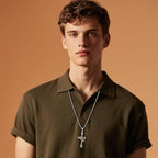 Stainless Steel Cross Necklace for Men, 24 Inch Crown Cross Chain Elegant Religious Jewelry Gift Non-Detachable Crown for Him