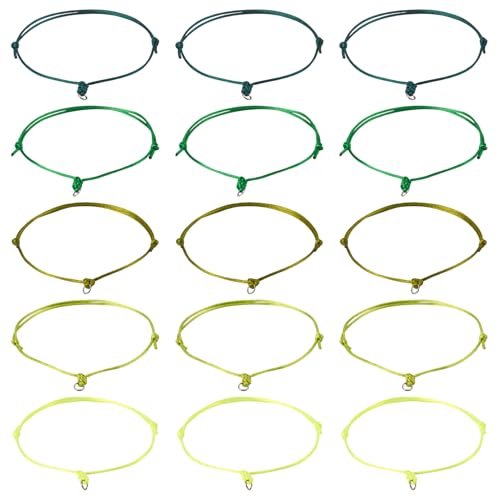 FASHEWELRY 50Pcs Adjustable Nylon Cord Half Finished Nylon Thread Bracelets Strings with Jump Rings for DIY Braided Friendship Bracelet Jewelry Making (Green) - color: 5 Colors Green