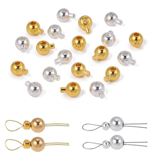 Songxi 60pcs Ball Mixed Stopper Crimp Beads for Jewelry Making, 4.7x3.1mm Brass End Caps for Bracelet Necklace Earring, Art and Crafts, Loose - color: Mix-Ball, size: 3mm