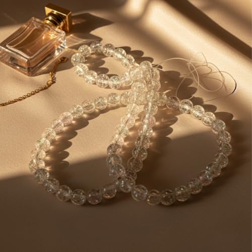 DandS ltd Crackle Lampwork Glass Beads for Jewelry Making, White Quartz, Vibrant DIY Bracelets, Necklaces, Beading Supplies & Craft Kits for Handmade Jewelry, 80pcs 0.39 inch (10mm), #J270-10 - color: White Quartz