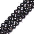 GEM-Inside Natural 12mm Black Obsidian Gemstone Loose Beads Round Energy Power Beads for Jewelry Making 15" - color: Black Obsidian, size: 12mm