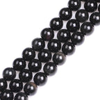 GEM-Inside Natural 12mm Black Obsidian Gemstone Loose Beads Round Energy Power Beads for Jewelry Making 15" - color: Black Obsidian, size: 12mm