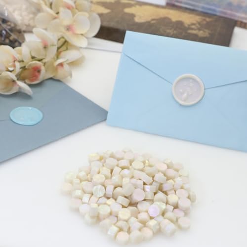 250Pcs White Mix Sealing Wax Beads for WaxSeal Stamp, WaxSeal Beads Set with 5 Colors Perfect for Gift Sealing, Letter Wax Sealing (250, White Mix) - color: White Mix