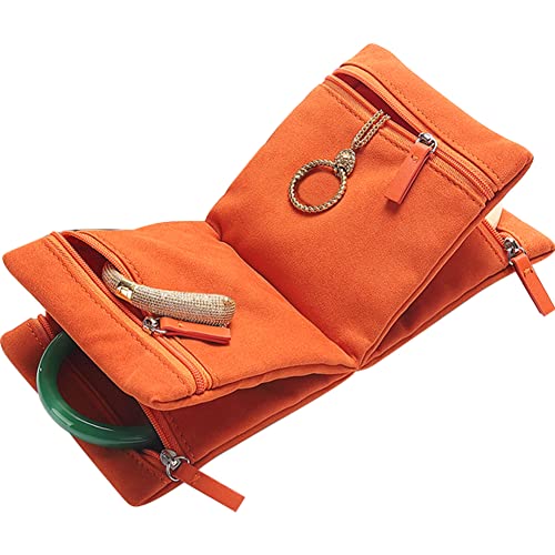 Jewelry Organizer Bag with Zipper - Women Jewelry Organizer Foldable Jewelry Display Pouch Jewelry Storage Case for Necklaces Earrings Rings Bracelets Orange - color: Orange
