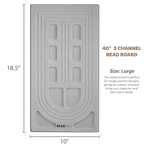 The Beadsmith Bead Board, Grey Flocked, 3 U-Shape and 3 Straight Channels, 10 x 18.5 inches, Design Boards for Creating Bracelets, Necklaces and Other Jewelry - size: 40" - 3 Channel