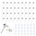 340PCS Ball Earring Studs and Backs for Jewelry Making, 140PCS Round Balls Post Earring Studs with Loop and and 200PCS Clear Backs for DIY Jewelry Making(White K) - color: silver