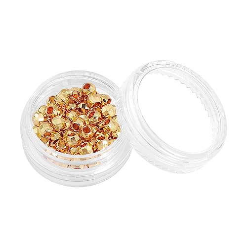 BEADIA 14K Gold Plated Laser Round Spacer Beads 4x4mm 50pcs for Jewelry Making Findings Non Tarnish - color: 14K Gold, size: 4mm Laser
