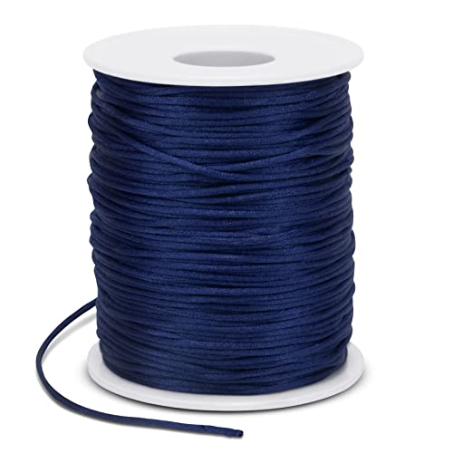 1.5mm Nylon Cord 328 Feet Satin Cord Nylon String for Bracelets, Bracelet Thread Bead String for Jewelry Making, Necklace, Chinese Knotting, Beading, DIY Crafts (Dark Blue) - color: Dark Blue, size: 1.5mm x 328 Feet