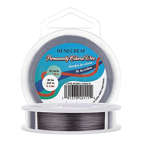 BENECREAT 26 Gauge Jewelry Wire (197 Feet/66 Yards) - Tarnish Resistant Gunmetal Copper Craft Wire for Beading, Wrapping, DIY Jewelry Making - color: Gunmetal, size: 26-gauge(197-feet/66-yard)
