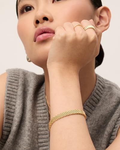 PAVOI 14K Gold Plated Chunky Chain Adjustable Bracelet for Women | Stainless Steel Lightweight Trendy Chain Bracelet - color: White Gold, size: 6 Inches