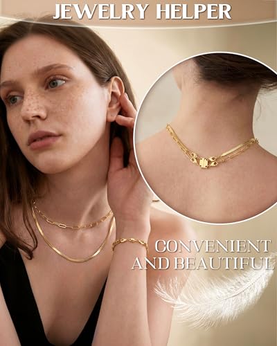 GEMQUEEN Magnetic Necklace Clasps and Closures with Double Lobster Clasp : 14K Gold Plated Magnet Jewelry Layering Clasps for Necklaces Multi Magnets Bracelet Helper Necklace Extenders 4PCS - color: 14K Gold Plated -4PCS
