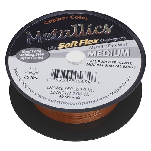 Soft Flex 49 Strand Beading Wire - Medium 0.19 Diameter - 100 Feet Nylon Design Wire - style: Copper