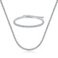 Tewiky Layered Necklaces for Women Non Tarnish- Chunky 14k Gold Plated Herringbone/Snake/Rope/Box/Cuban Link Chain for Women Waterproof Layering Stack Choker Necklace Trendy Dainty Tarnish Free Jewelry Set - color: Tennis Necklace Set Silver