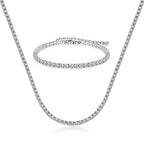 Tewiky Layered Necklaces for Women Non Tarnish- Chunky 14k Gold Plated Herringbone/Snake/Rope/Box/Cuban Link Chain for Women Waterproof Layering Stack Choker Necklace Trendy Dainty Tarnish Free Jewelry Set - color: Tennis Necklace Set Silver