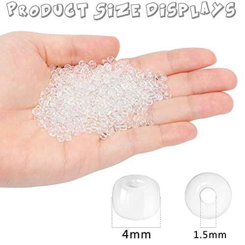 2200pcs Glass Seed Beads Bulk, 4mm 6/0 Pony Beads Bulk for Jewelry Making Mini Spacer Beads Loose Beads Craft Small Glass Seed Beads for DIY Bracelet Wrist (Transparent) - color: Transparent