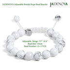 JADENOVA Natural Bead Bracelet Semi Precious Gemstone Beaded Bracelet for Women Healing Crystal Stone Stretch Bracelet Men Couple Bracelets (2pcs,6-8mm/8-10mm) - color: Howlite, size: 8mm/10mm