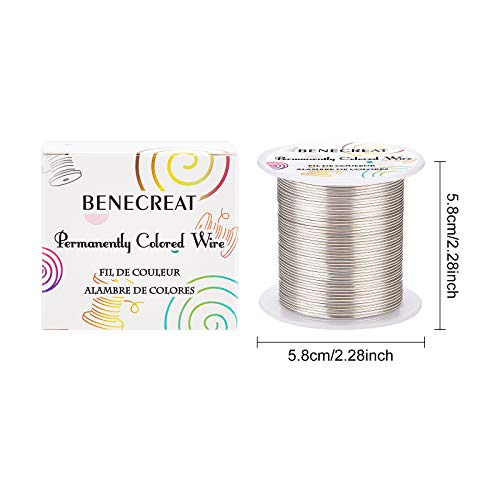 BENECREAT 18 Gauge 32 Yards Tarnish Resistant Silver Wire Jewelry Beading Wire for Beading Wrapping and Other Jewelry Craft Making - color: Silver, size: 18 Gauge