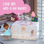 The Memory Building Co Black Ballerina Musical Jewelry Box Plays Classic Melody, Storage Organizer Music Box for Kids Ages 6-12 MDF Wood w/ 2 Fabric Lined Ring Bracelet Necklace Treasure Compartments - style: Ballerina_Black