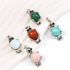 LE SKY 8 Pcs Natural Stone Pendants Unique Skull Shape Healing Crystal Charms for Jewelry Making Necklace
