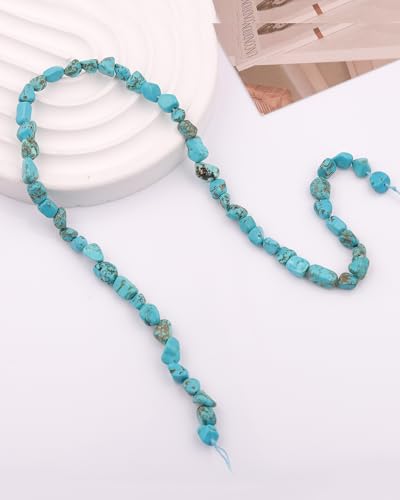 Simulated Turquoise 6-8mm Oval Irregular Freeform Tumbled Loose Gemstone Beads for Jewelry Making 15 Inch Strand 50-55 Pcs - color: Turquoise-1 strand15”-approx. 55 beads