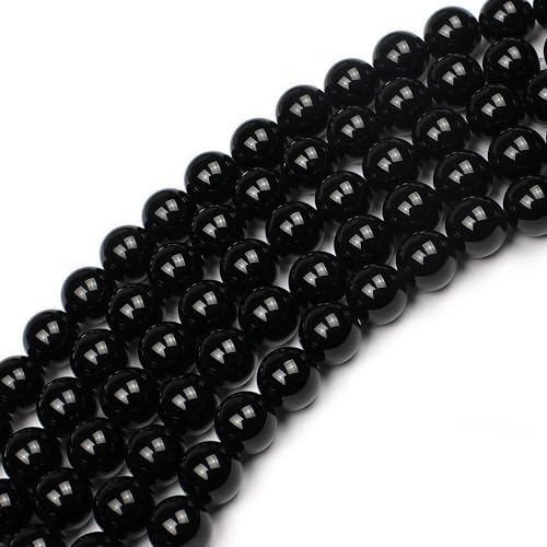 MJDCB Natural Stone Bead Black Onyx Gemstone Loose Beads for Jewelry Making Bracelet Necklace 12mm - color: Black Agate, size: 12mm