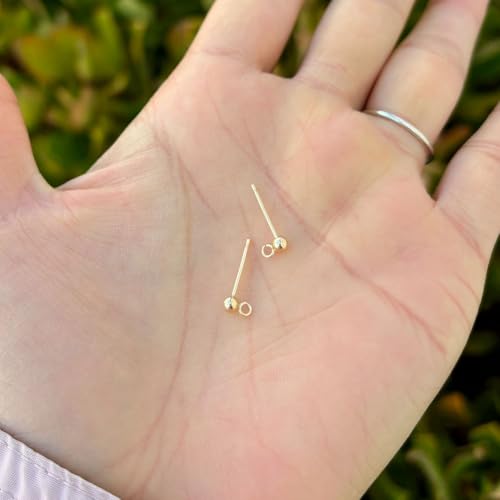 4pcs Adabele Real 1/20 14K Gold Filled 3mm Ball Earring Post Findings Open Ring 4pcs Earring Backs Non Tarnish for DIY Earrings Jewelry Making JK1-D3 - color: 14K Gold Filled, size: 3mm ball/dot - 2 Pairs
