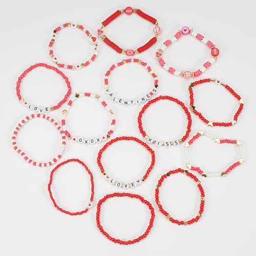 Twinfree Bohemia Beaded Bracelet for Women, Polymer Clay Stretch Bracelets - color: color 38