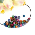 AD Beads Natural Gemstone 8mm Round Loose Beads Big Hole 2.5mm Sized 40pcs (Multicolour Tiger's Eye) - color: Multicolour tiger's eye