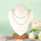 KYUNHOO 16.4ft Jewelry Chain for Crafts Making, Green Glass Bead Necklace Chains Bulk for Women with Jump Rings and Lobster Clasps Jewelry Findings - color: Green Bead-Gold
