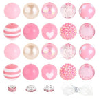 35 Pcs Chunky Bubblegum Beads 20mm Focal Pen Large Rhinestone Pearl Bead with Rhinestone Large Hole European Spacer Bead for DIY Beadable Pen School Jewelry Making Keychain Craft Making(Pink) - color: Pink