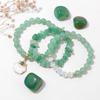 Vinswet Healing Crystal Beaded Bracelets for Women,Natural Amethyst Gemstones Bracelet,Anxiety Stress Relief Heart Charm Bracelet Handmade purple Jewelry Gifts for Women - color: Green aventurine&Moonstone
