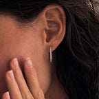 Me&Hz Gold Huggie Earrings Small Huggie Hoop Earrings for Women 14K Gold Plated Hypoallergenic Cubic Zirconia Huggies Mini Silver Hoop Earring for Women - color: Paperclip Hoop - CZ, Silver