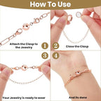 Magnetic Clasps for Necklaces in 925 Sterling Silver Magnetic Necklace Clasp 14K Rose Gold Plated Round Jewelry Lock with Lobster Clasp Women 2.50 Grams Gifts - color: Rose Gold