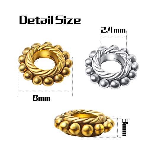 100pcs Alloy 8mm Spacer Beads - Jewelry Spacer Beads with A Box for DIY Bracelet Making (Antique Silver and Antique Gold)
