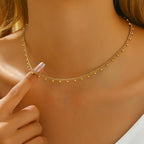 Gold Chain Necklace for Women 18K Gold Plated Dainty Star Cross Heart Cuabn Choker Chains Stainless Steel Trendy Jewelry Christmas Gifts - color: Cuban Ball Drop