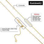Kooljewelry Real 14k Yellow or White Gold 1.2 mm Sparkle Chain Adjustable Length Necklace (adjusts up to 22 inches) - color: Yellow